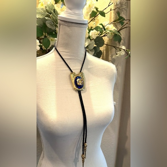 Bolo Tie with Western Accents Veterans of Foreign  Affairs USA  Metal Gold Tie - Picture 3 of 15